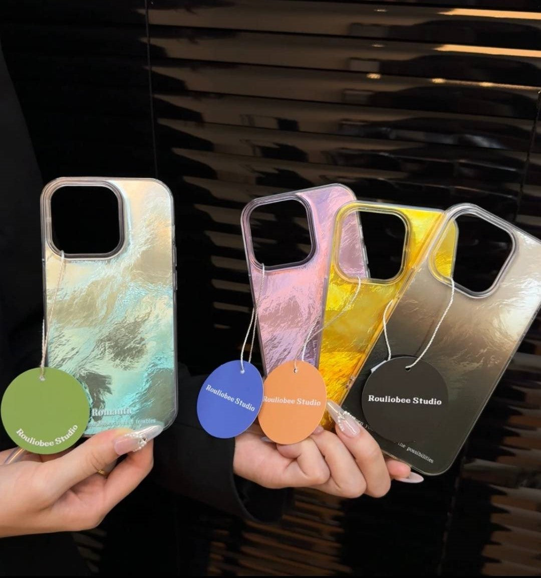 Glacier Blur Shell iPhone Case – INS Style Iridescent Design